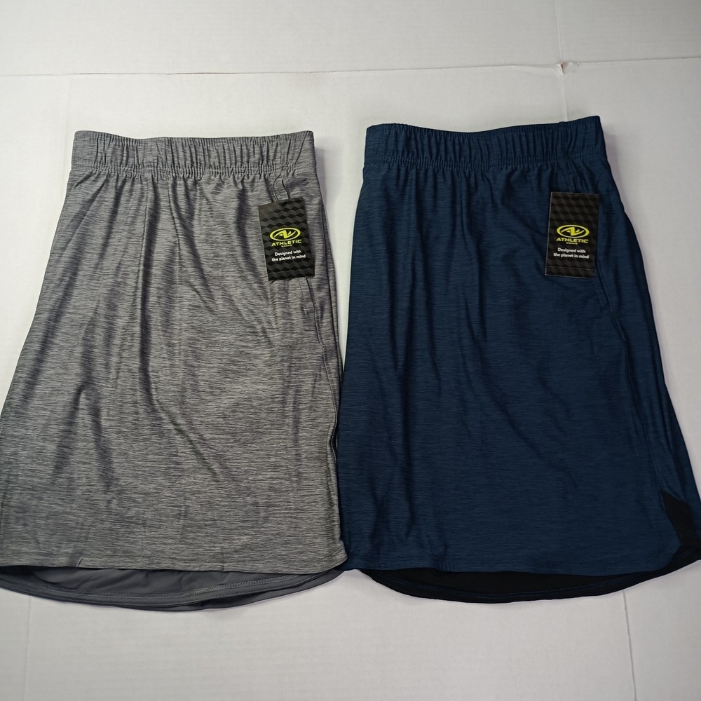 2 Athletic Works Men's Jersey Knit Shorts Size 3XL XXXL Blue Gray 9" Inseam NWT